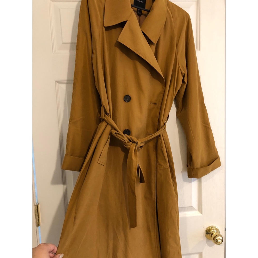 Tan-ish Suede trench coat with belt